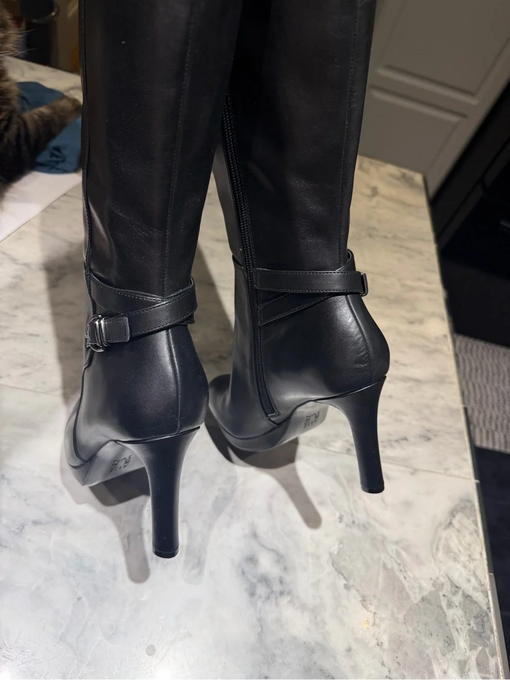 Naturalizer Black Over-the-Knee High Heel Boots wide calf